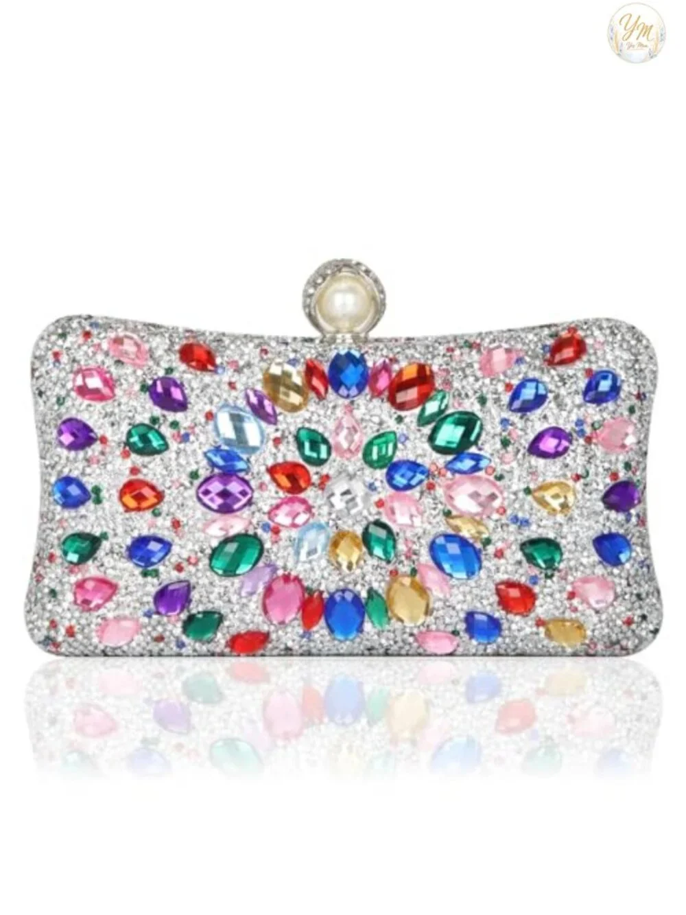 Sparkling Rhinestone Clutch Purse Elegant Evening Bag with Chain
